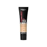 L'Oréal Paris Make up, Wasserfest und langanhaltend, Mattierende, flüssige Foundation mit hoher Deckkraft, Formel mit 4% Niacinamiden, Infaillible 32H Matte Cover, Nr. 155 Cool, 1 x 30 ml