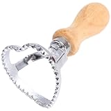 Gettimore Zink-Legierung Keks Set mit Holzgriff Prägen Plätzchen Ausstecher Plätzchen Gebäck Multi-Shaped Pressing Tool (Rund, Quadrat, Herz, Schneeflocke) 10cm, Beige