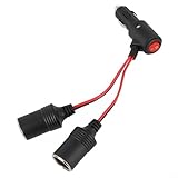 12V 24V Auto Steckdose Splitter Adapter mit Ein/Aus Schalter Stecker auf 2 Buchse Y Kabel für Auto Zubehör Stromverteiler Schwarz + Rot