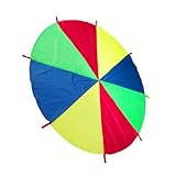 Zerodeko Bunter Fallschirm Ø Leichtes Outdoor Schwungtuch mit Griffen für Kindergarten Teamwork Motorik für Spielplatz Garten und Familienaktivitäten