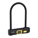 Relaxdays Bügelschloss mit Zahlencode, U-Schloss für Fahrrad & E-Bike, Zahlenschloss, Stahl, Kunststoff, schwarz/gelb, 1 Stück