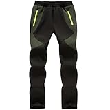 Asfixiado Kinder Softshellhose Skihose Gefüttert Wasserdicht Thermohose Jungen Mädchen Schneehose Winter Outdoorhose Wanderhose Cargohose(16012 Army Green L)