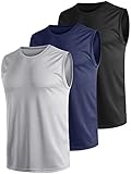 Teesmen Tank Top Herren Tanktop Muskelshirts Ärmelloses Shirt Achselshirts Axelshirt Muscle Sommer Sport Gym Lauf Fitness Atmungsaktiv MäNner Set 3er Pack (2, XL)