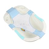 Garneck Badewannen Netzstütze Verstellbar Rutschfest Atmungsaktiv Netz für Neugeborene und Junge Mädchen Hellblau Sicherer Badesitz Unterstützung für Entspannte Junge Mädchen im Bad