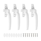 Fenstergriff Einfache Fenstergriff aus Aluminiumlegierung for Einzel-/Doppelfenster, flach, offen, externer Druckflügel, Sicherheitsschloss-Hardware(Right Handle White)