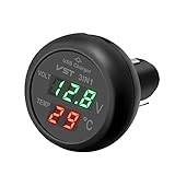 12V Wasserdichtes Voltmeter-Thermometer mit USB-Anschluss für 12V/24V-Fahrzeuge