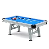 Sportime Outdoor Billardtisch | Wetterfester Pooltisch für Draußen| 7ft oder 8ft | Inkl. Abdeckplane | 230x130 cm | Höhenverstellbar | Blau | Markenqualität