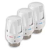 3 Stück Heizkörperthermostat,Thermostatkopf Heizkörperventil,Thermostat-Kopf mit Nullstellung,Termostat Heating Radiator Valve,Frostschutz- und Einstellfunktionen,für Thread M30 x 1.5，Heizungsregler