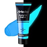 Artecho Acrylfarbe Leuchtfarbe Blau 120 ml, Wasserfest und Lichtecht, Schnell Trocknend, Acrylfarbe für Leinwand, Holz, Stoff, Handwerk, Leder und Stein.