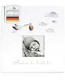 goldbuch 15 474 Babyalbum Hurra - Du bist da!, Babybuch 30 x 31 x 4 cm, Foto Album, 58 weiße Blankoseiten, 4 illustrierte Seiten, Einband aus Kunstdruck mit Goldprägung, Unisex, Fotobuch Weiß