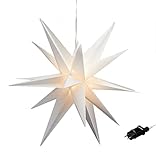 XXL Adventsstern zum Hängen für Außen - 100 cm - Weihnachtsstern warm weiß beleuchtet mit Timer - Advent Weihnachten Deko Outdoor Beleuchtung kabelgebunden mit Netzteil