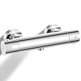 Llizuia Duscharmatur mit Thermostat, Mischbatterie Dusche für Aufputz mit 38°C Sicherheitssperre, Duschthermostat aus Messing, für hohen Wasserdruck & Standard-Brauseschläuche