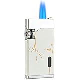 Feuerzeug Aus Metall, Langlebig, Modisch, Kleine, Tragbare, Nachfüllbare Butan-Feuerzeuge Mit Doppelflamme, Wiederverwendbar, Kerzenfeuerzeug Mit Feuerstein (Gas Nicht Im Lieferumfang Enthalten)(White