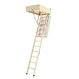 FAKRO - LWT Dachbodentreppe - Bodentreppe 120x60 cm - Gedämmt, 0,51 U W/m²K - Klappbar, 3-teilig, Öffnungsklappe 8 cm stark, Treppen und Kasten aus Holz, Max. 160 kg belastbar, 12 Stufen