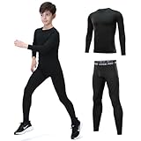 Leeboom Thermounterwäsche Kinder Fußball Thermohose Funktionswäsche Kinder Atmungsaktiv Skiunterwäsche Thermounterwäsche Sport Schnell Trockend Sportunterwäsche Fussball Unterwäsche