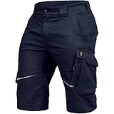 Leibwächter Arbeitsshorts Herren Flex Line Marine – Größe 48 – Robuste Cargo Hose mit Taschen – Handwerker Shorts – Berufsbekleidung – Multifunktionshose mit Reflektoren