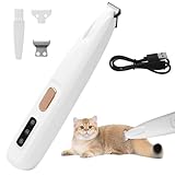 Haustierhaarschneider mit LED-Licht,PawTrim Pro Leise,Kabellos Haustier Rasierer Mit USB,Wiederaufladbar Pfotentrimmer,Wasserdichter,für Reparatur Hund, Katze, Füße, Ohren, Gesicht, Körper, Füße