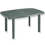 Tomaino - Rechteckiger Gartentisch aus Kunststoff für den Außenbereich, Esstisch, Camping - Loch Sonnenschirm, Beine abnehmbar 137 x 85 x 72 cm (grün)