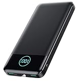 AXNEB Power Bank 13800mAh,Ultradünn Powerbank PD USB C Input&Output 3.0A Externer Akku mit Taschenlampe,Powerbank LED Display Akkupack Kompatibel mit iPhone 14 Pro 13 12 Samsung Huawei iPad-Schwarz