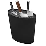 Schwarzer Messerblock 6x8in Rost/Korrosionsresistenter stabiler Messerhalter mit Abflusslöchern hält scharfes ovales, ovales Gestell für Keramikmesser, Steakmesser (nicht enthalten)