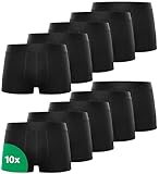 Kemes Boxershorts Herren 10 Pack Baumwolle schwarz Unterhosen atmungsaktiv Unterwäsche Herren | Größe M