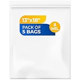 Paclord Extra große wiederverschließbare Polybeutel mit Reißverschluss, 33 x 45,7 cm, 8 mm dick, 5 Stück transparente wiederverschließbare Beutel mit extra Haltbarkeit, wasserdicht, strapazierfähig