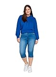 Zizzi Damen Capri Jeans 3/4 Caprihose Slim Fit Mit Stretch, Farbe: Blau, Gr. 44