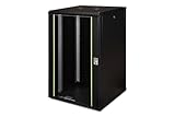 DIGITUS Netzwerk-Schrank 19 zoll 20 HE - Wandmontage - 600 mm Tiefe - Traglast 100 kg - Unique Serie - Glastür - Schwarz