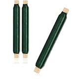 com-four® 3X Blumenwickeldraht-Set, Bindedraht in grün auf Holzstab gewickelt, Stärke 0,65 mm, 300 g (Grün - 03 Stück)