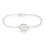 Kristallwerk Damen Armband Herzarmband 925 Silber Wunschgravur auf Vorderseite Länge 19cm