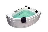 Doppel Whirlpool Badewanne Titan MADE IN GERMANY 180 x 130 cm mit 25 Massage Düsen + LED Beleuchtung + Heizung + Ozon Desinfektion + DHW + MIT Armaturen Eckwanne rechts oder links Eckbadewanne