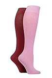 SockShop Damen Schlicht und gemustert Bambus Kniestrümpfe Packung 2 Rauchiges Rosa 36-41