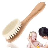 Baby-Haarbürste, 4, 3 x 1, 5 cm, Wolle, weiche Haarbürste mit Buchengriff, Babykamm für die Kopfhautpflege, Dusche, Register, weich, kämmbar
