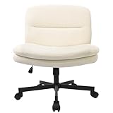 Durrafy Bürostuhl, 360° Drehstuhl mit Schwerkraftbremse Rollen, Stuhl Ohne Armlehnen, Schreibtischstuhl Höhenverstellbar, Bis 136KG Belastbar, für Schlafzimmer Büro Wohnzimmer, Beige