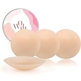 OWill 2 Paar Nippelpads,Damen Nipple Covers Waschbar & Wiederverwendbar,Nippelcover ultradünn aus Silikon,Nipple Pads Rund,8 cm,Mit Aufbewahrungsbox