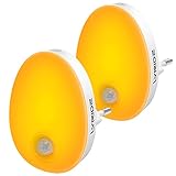LYRIDZ Bernstein Nachtlicht Steckdose mit Bewegungsmelder, strahlend hell Plug-in Nachtlicht dimmbar, Smart LED-Licht mit einstellbarer Helligkeit für Kinder Schlafzimmer Küche Flur(Bernstein 2 Stück)