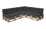 POKAR Palettenkissen Palletenauflagen Palettenpolster Palettensofa Palettenmöbel 8er Set: Sitzkissen 120x80 + Rückenlehne 120x40, Anthrazit