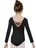 zffriction Ballettanzug Mädchen Ballettkleidung Langarm Kinder Ballett Trikot Turn-Leotards Gymnastik Turnanzug Trikot aus Baumwolle für Mädchen Damen (Schwarz, 140)