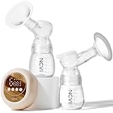 NCVI Milchpumpe Elektrisch 8128, Doppel Milchpumpe, mit 9 Stufen und 4 Modi, Geräuscharm, Anti-Rückfluss, LED-Display, Rosa