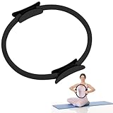 Zouwel Pilates Ring, Doppelgriff pilatesring Mit rutschfestem, gepolstertem Griff, Fitnessring Magic Circle für Toning Arme, Oberschenkel gegen Beine (schwarz)
