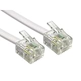 2M langes RJ11-Kabel Telefonkabel, 6P4C Westernkabel RJ11 auf RJ11 Stecker Flachkabel Telefondose Modem Router Fax ISDN DSL VDSL Internet, Weiß, 2 Metre