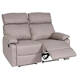 Mendler 2er Kinosessel HWC-L93, Relaxsessel Fernsehsessel Sofa, Armlehne Liegefunktion Nosagfederung Stoff/Textil - grau-braun