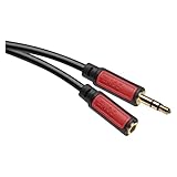 EMOS Klinkenkabel Stereo 3,5 mm Jack, Klinke und Buchse (M-Stecker/F-Stecker), 5 m AUX-Kabel/Audiokabel für iPhone, Smartphone, iPad, Tablet, MP3-Player, Stereoanlege, Kopfhörer, schwarz