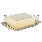 APS 63 Kühlschrank-Butterdose – hochwertiger Edelstahl Butter Behälter Made in Germany – langlebig und nicht rostend 16 x 9,5 x 5,5cm , nicht spülmaschinenfest