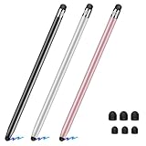 [3 Stück] Tablet Stift, Touchscreen Stift für alle Tablets/Phone, Universeller Gummi Stylus Pencil für IOS/Android/iPad/Samsung/Huawei/Xiaomi, Drawing & Writing, Schwarz/Silber/Roségold