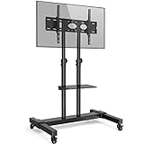 RFIVER TV Ständer Rollbar Fernsehständer, mit Rollen, Fernseher Wagen Staender Bodenstaender für 32 40 42 50 55 65 70 75 80 Zoll Hoehenverstellbar Schwarz | Max 50 KG Vesa 600x400 mm