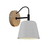 Lucande Wandlampe Skandi Holz Beton, Wandleuchte innen Wandstrahler 1x E14 max. 40W ohne Leuchtmittel Strahler Spot Wandbeleuchtung Wohnzimmerlampe