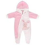 ZWOOS Puppenkleidung für New Born Babypuppen, Pyjama mit Kapuze für Puppen 35-43 cm (Rosa Kaninchen)