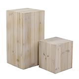 Deco Woerner Holz-Säule Warenpräsenter Quader 2erSet naturfarben 20x20x30cm & 17x17x20cm