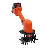 Motorhacke Elektrisch, Akku Bodenhacke 235 U/min & 1500 mAh, Kabellose Mini-Bodenfräse für Garten/Beet, bis 10 cm Tiefe mit Schutzabdeckung